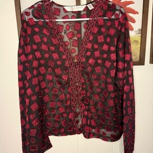 Victoria's Secret Black and Red Patterned Blouse